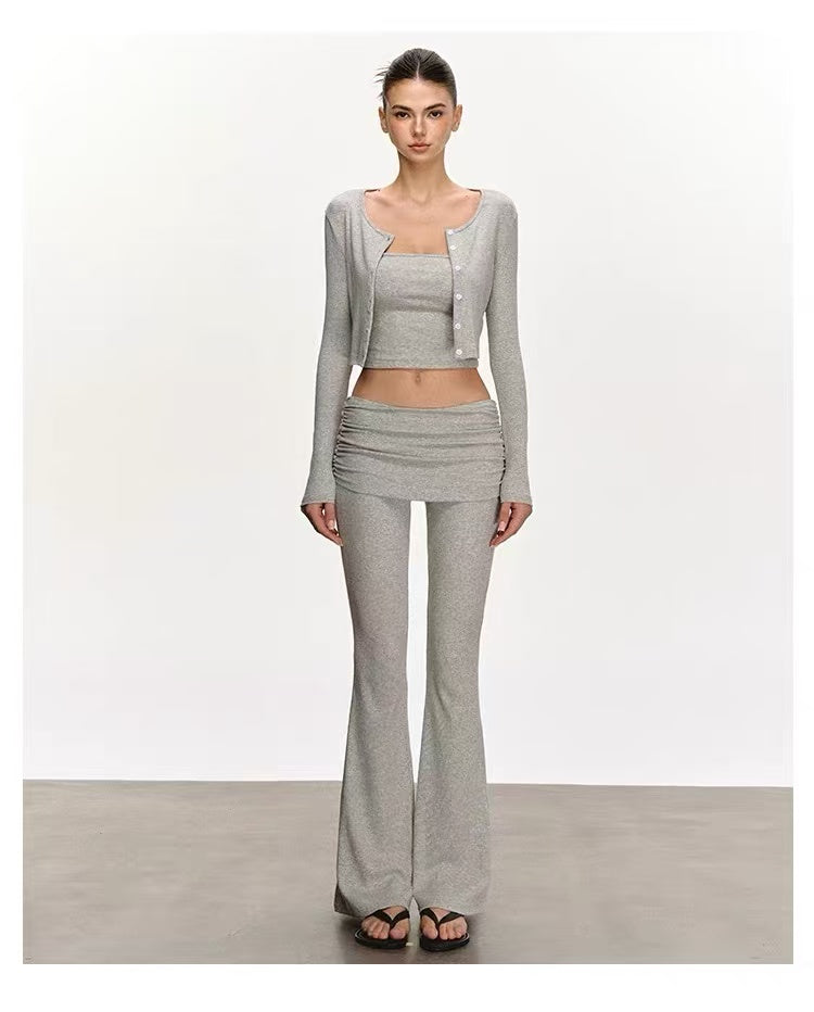Women's Ribbed Three-Piece Lounge Set