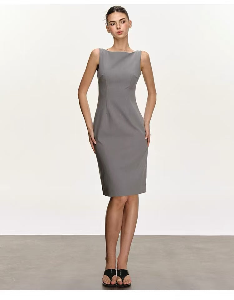 Women's Boat Neck Sleeveless Midi & Mini Dress