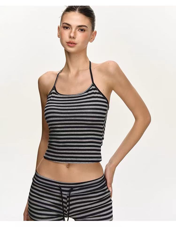 Women's Striped Halter Short Set