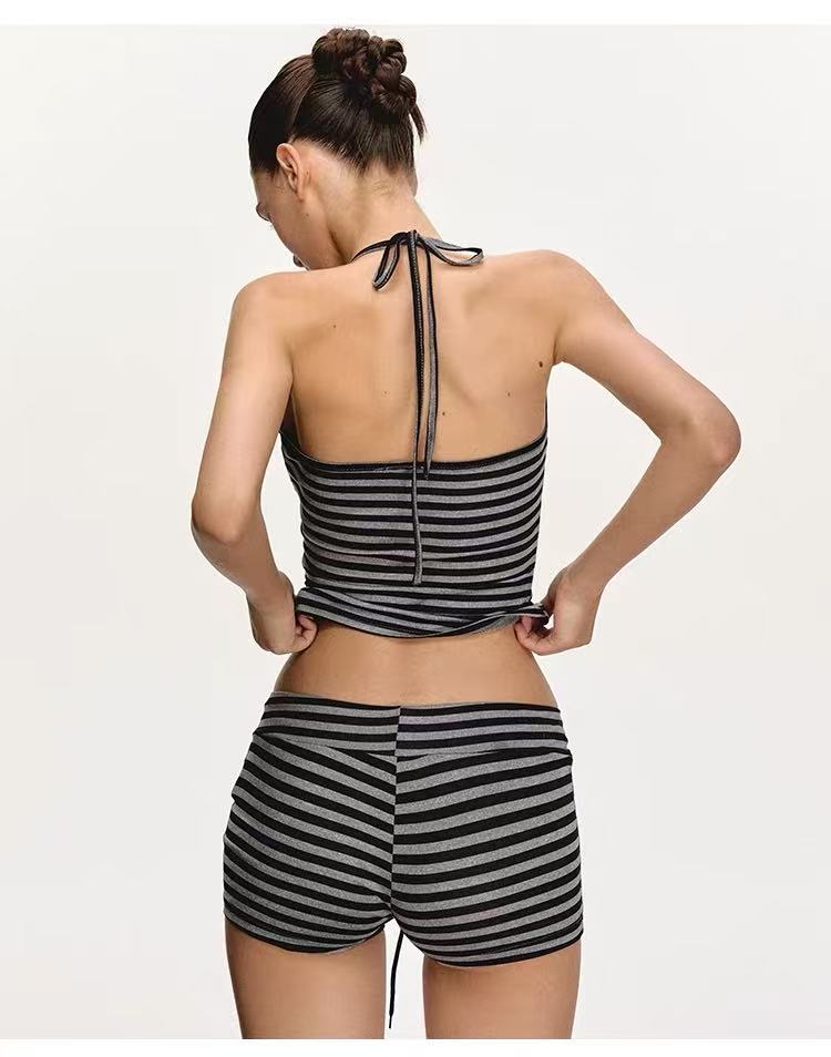 Women's Striped Halter Short Set