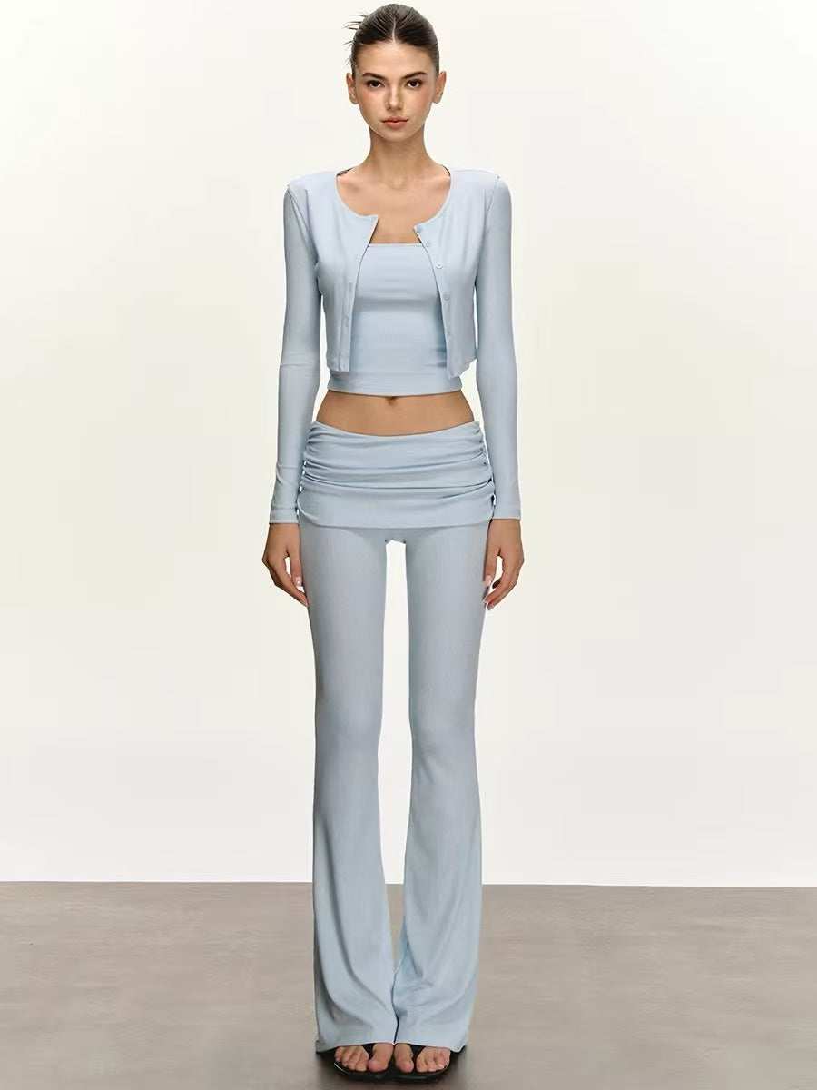 Women's Ribbed Three-Piece Lounge Set
