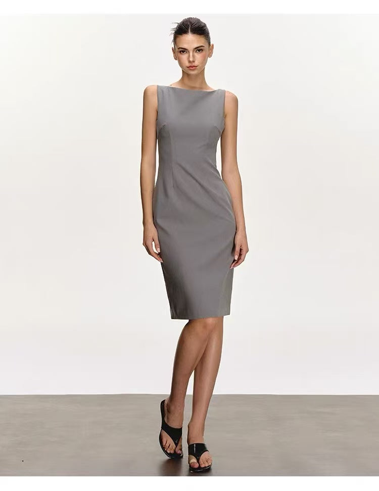 Women's Boat Neck Sleeveless Midi & Mini Dress
