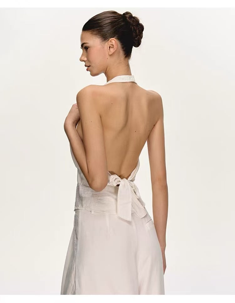 Women's Halter Open-Back Two-Piece Set