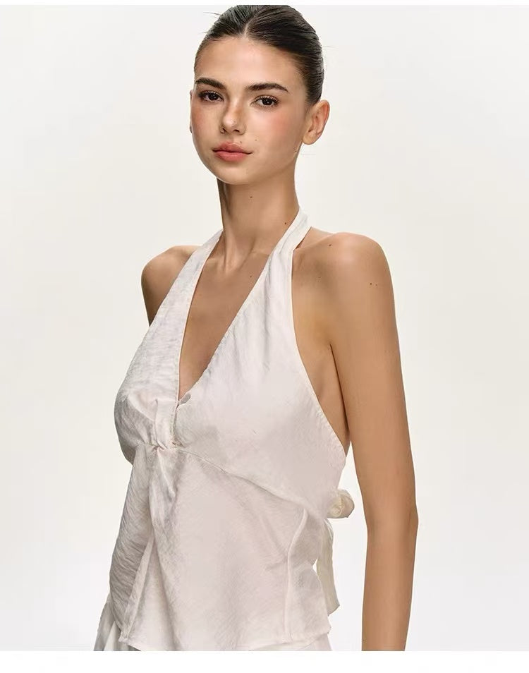 Women's Halter Open-Back Two-Piece Set