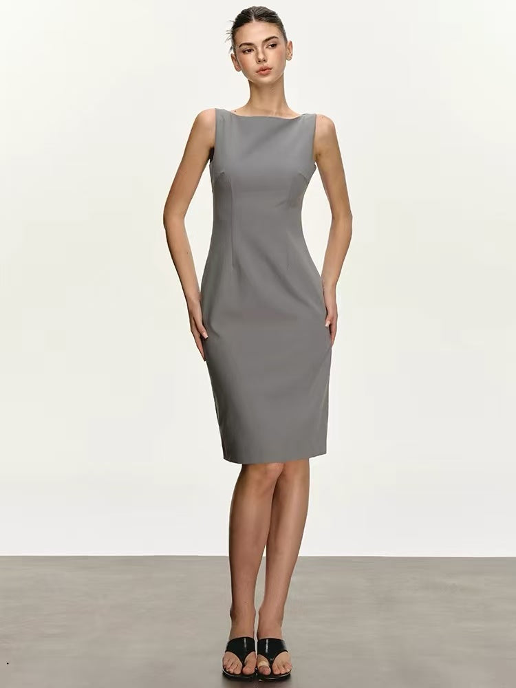Women's Boat Neck Sleeveless Midi & Mini Dress