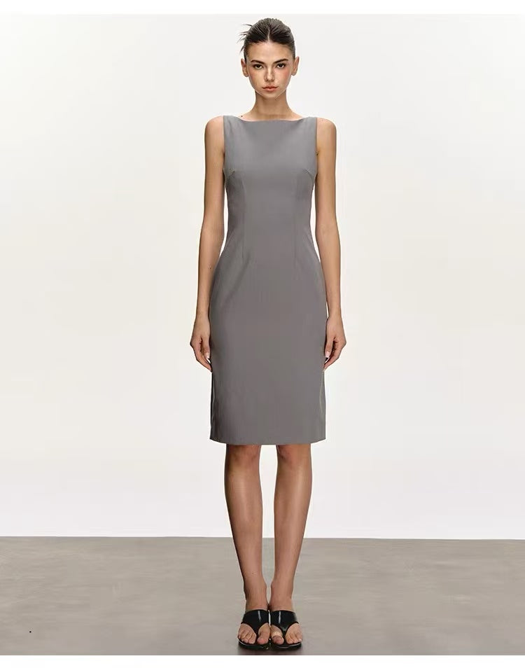 Women's Boat Neck Sleeveless Midi & Mini Dress