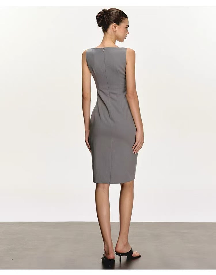 Women's Boat Neck Sleeveless Midi & Mini Dress