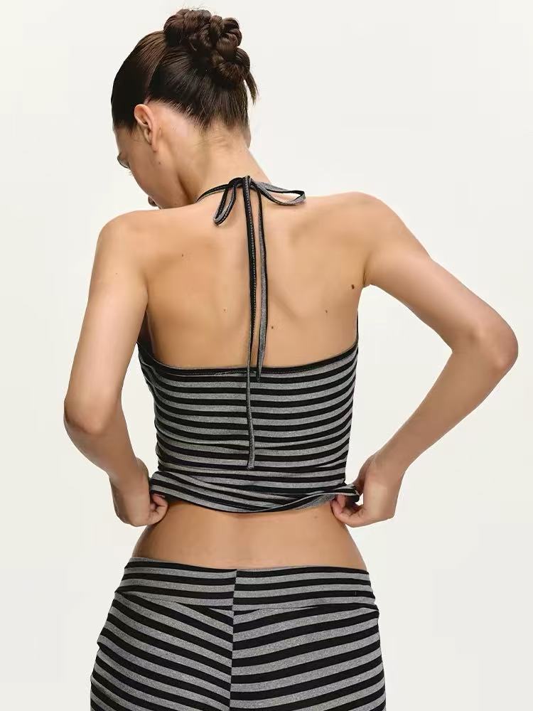 Women's Striped Halter Short Set