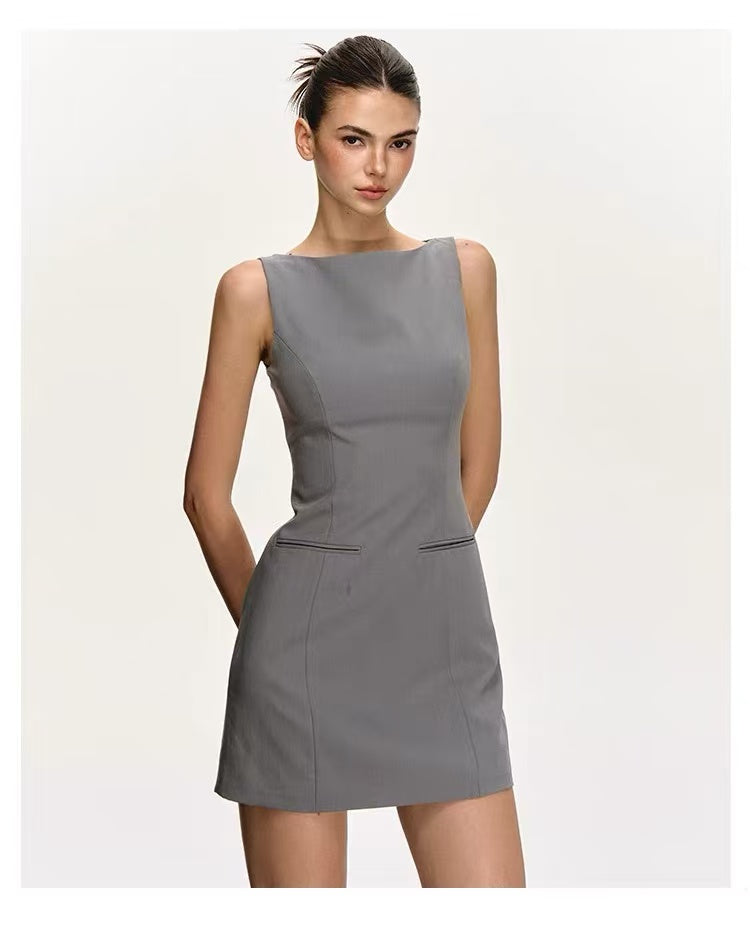 Women's Boat Neck Sleeveless Midi & Mini Dress